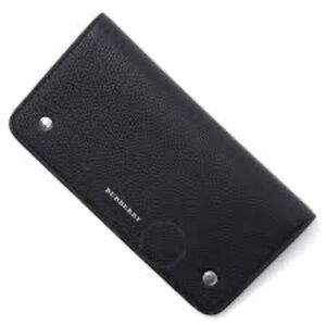 Burberry Black Pebbled Leather phone wallet